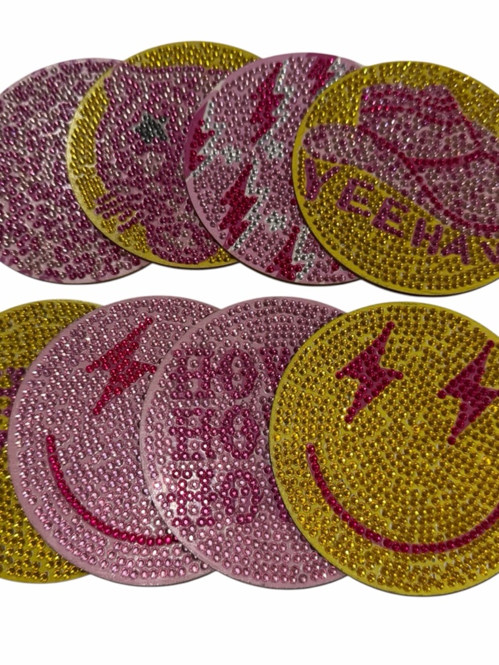 Yellow & Pink Bedazzled Coasters